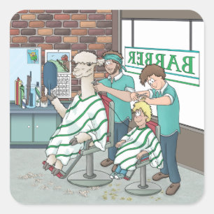 Adesivo Quadrado Corte de cabelo Alpaca
