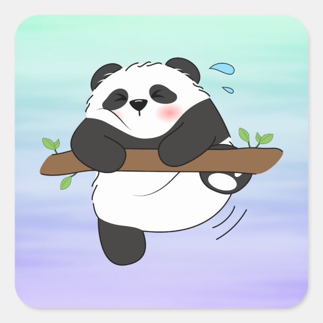 Adesivo Quadrado Corte De Panda Dupla Frente De Volta (Frente)
