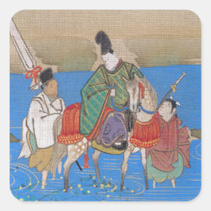 Adesivo Quadrado Cortesão masculino a cavalo que cruza o rio (1839