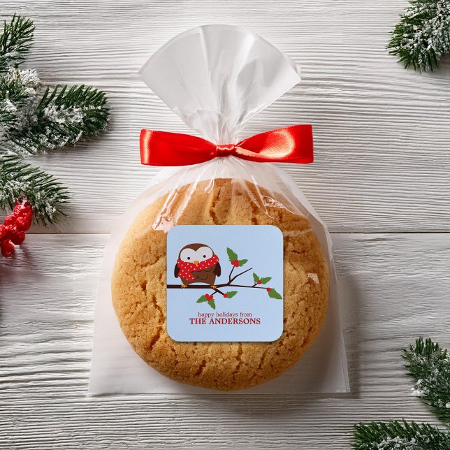 Adesivo Quadrado Coruja de Natal (Criador carregado)