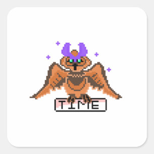 Adesivo Quadrado Coruja do Tempo Retro