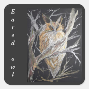 Adesivo Quadrado Coruja dourada