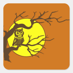Adesivo Quadrado Coruja e Lua