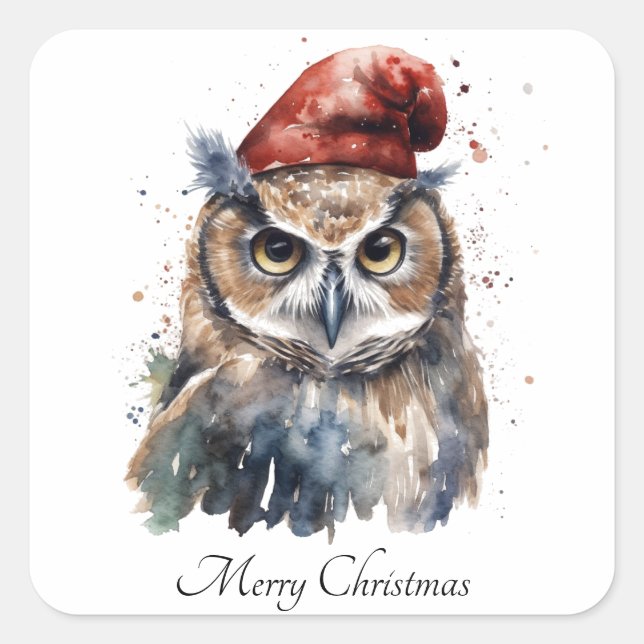 Adesivo Quadrado Coruja Invernal Encantada, personalizada (Frente)