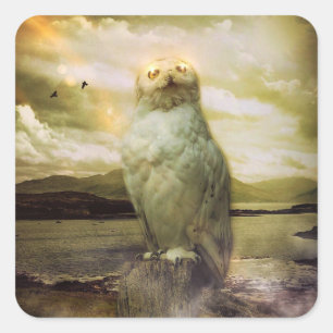 Adesivo Quadrado Coruja Mística