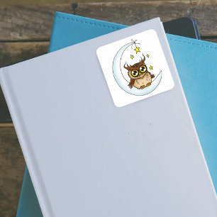 Adesivo Quadrado Coruja na lua