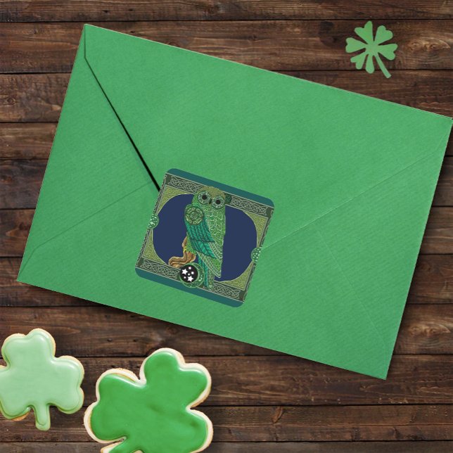 Adesivo Quadrado Coruja Verde Celta (Criador carregado)