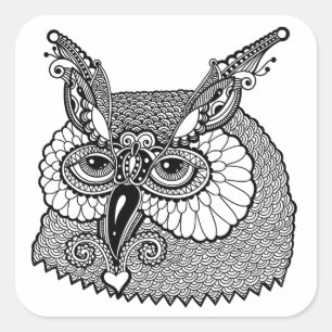 Adesivo Quadrado Coruja Zendoodle principal