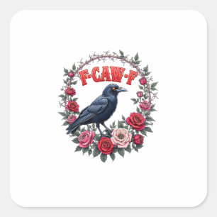 Adesivo Quadrado Corvo Gótico Engraçado Halloween F Caw F Vintage