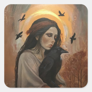 Adesivo Quadrado Corvo preto com adesivos-dama