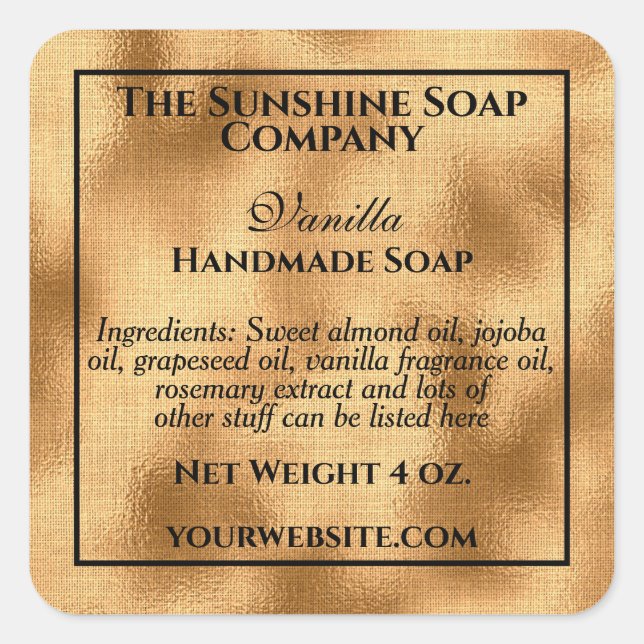 Adesivo Quadrado Cosméticos de folha de ouro tecidos (Frente)