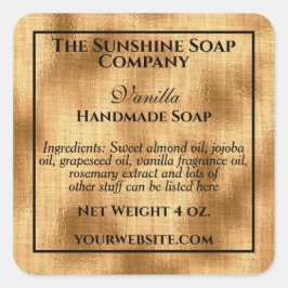 Adesivo Quadrado Cosméticos de folha de ouro tecidos