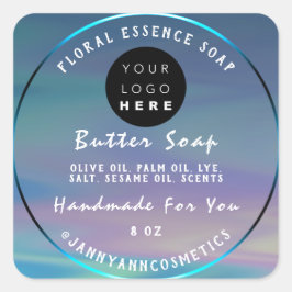 Adesivo Quadrado Cosméticos de sabão da manteiga Holografia do logo