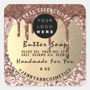 Adesivo Quadrado Cosméticos De Sabão De Manteiga Com Glitter De E