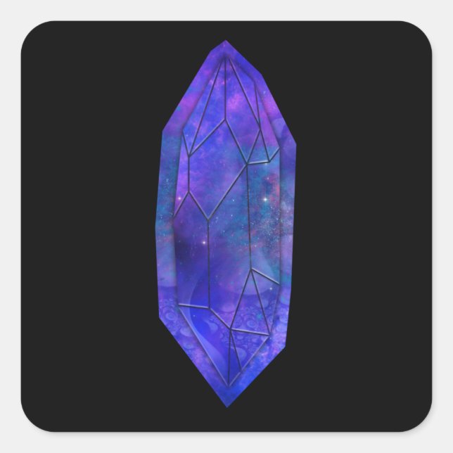 Adesivo Quadrado Cosmic Crystal Space Fractal Spiritual Gem Space (Frente)