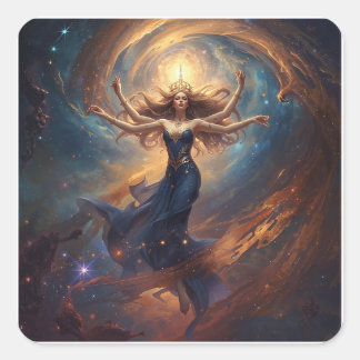 Adesivo Quadrado cosmic multi-armed goddess in nebula fantasy 
