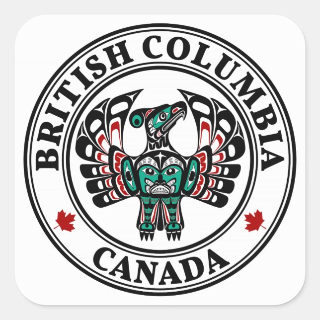 Adesivo Quadrado Costa do Pacífico Noroeste Haida art Thunderbird (Frente)