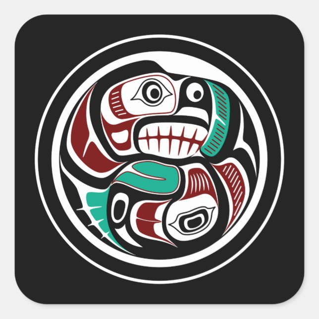 Adesivo Quadrado Costa do Pacífico Noroeste - Otter perseguindo Sal (Frente)