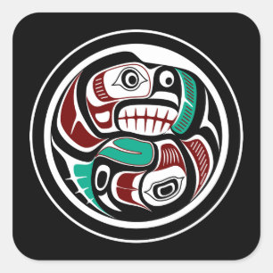 Adesivo Quadrado Costa do Pacífico Noroeste - Otter perseguindo Sal