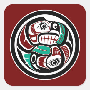 Adesivo Quadrado Costa do Pacífico Noroeste - Otter perseguindo Sal