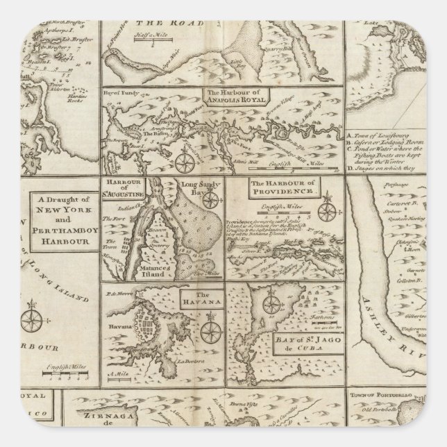 Adesivo Quadrado Costa Leste, EUA (Frente)