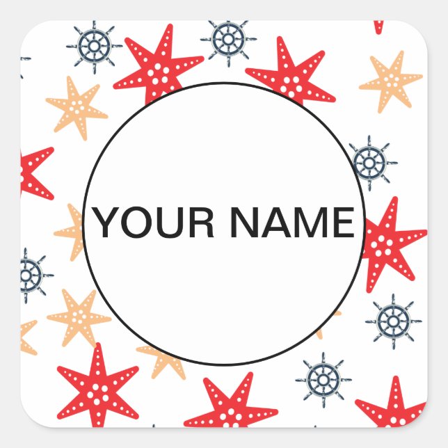 Adesivo Quadrado Costeiros Engraçados E Padrões De Rodas (Frente)