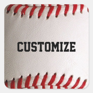 Adesivo Quadrado Costura de Beisebol e Softbol com Texto Personaliz