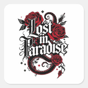 Adesivo Quadrado Cota Estilo de Tatuagem Romance Escuro