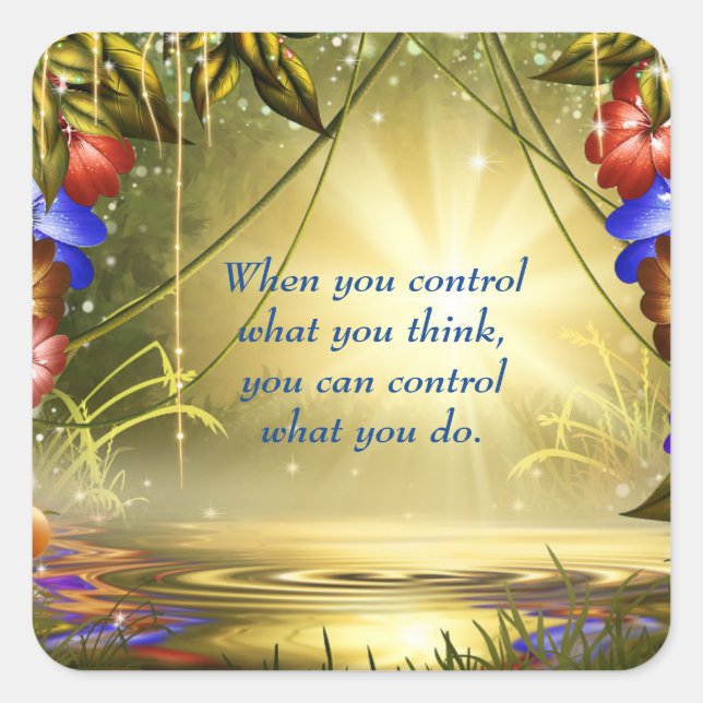 Adesivo Quadrado Cota Inspiradora Capacita seu Mindset Azul Dourado (Frente)