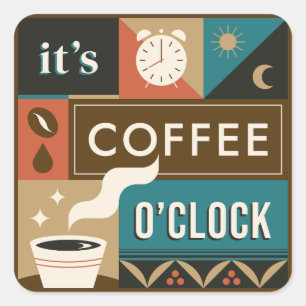 Adesivo Quadrado Cotações Coloridas do Café