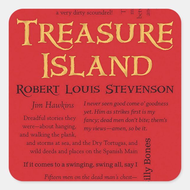 Adesivo Quadrado Cotações da Ilha do Tesouro (Frente)