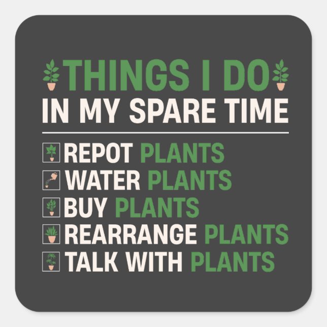 Adesivo Quadrado Cotas de jardinagem bonitas, presente engraçado pa (Frente)