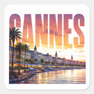 Adesivo Quadrado Côte Dourada da Riviera Francesa de Cannes