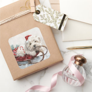 Adesivo Quadrado Coton De Tulear Cão Festivo