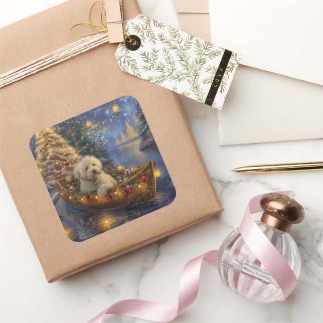 Adesivo Quadrado Coton De Tulear Natal Festivo Voyage (Presentear)