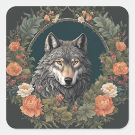 Adesivo Quadrado Cottagecore Wolf