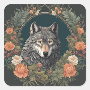 Adesivo Quadrado Cottagecore Wolf