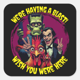 Adesivo Quadrado  "Couch Cryptid Selfie" Cheesy Chicken