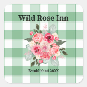 Adesivo Quadrado Country Gingham Wild Rosas B & B