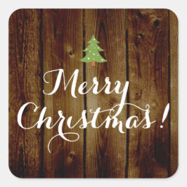Adesivo Quadrado Country Vintage Wood Feliz Natal