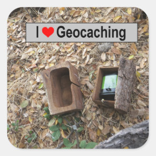 Adesivo Quadrado Couro cru da caixa de madeira: Geocaching