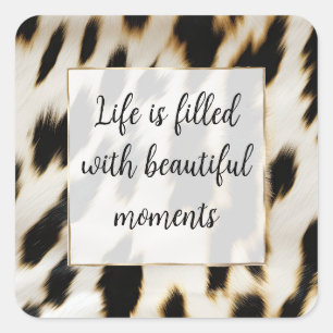 Adesivo Quadrado Couro de Vaca Preto Branco Dourado