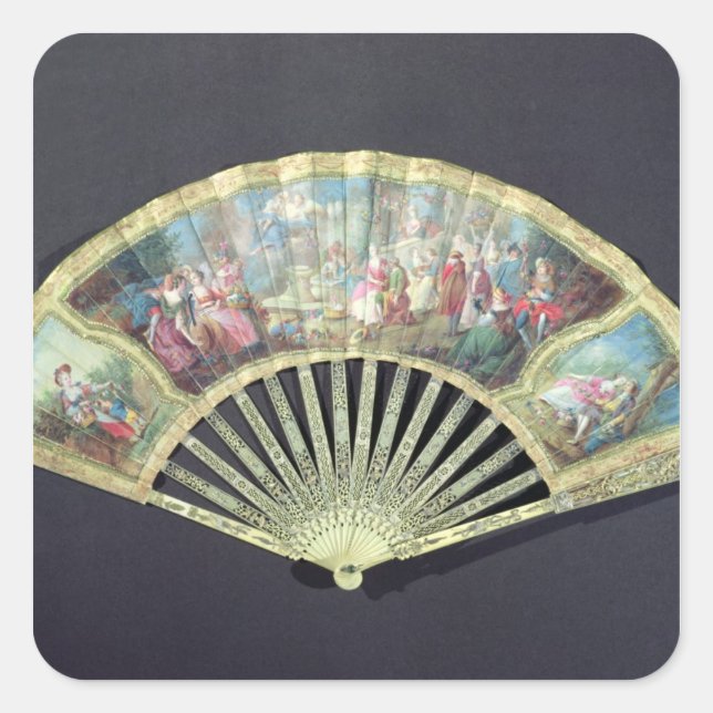 Adesivo Quadrado Court Fan, French, século XVIII (marfim e c/c) (Frente)