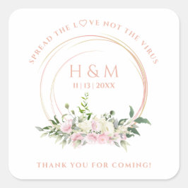 Adesivo Quadrado Covid19 Greenery Pink Creamy Garland Sanitizer Gel