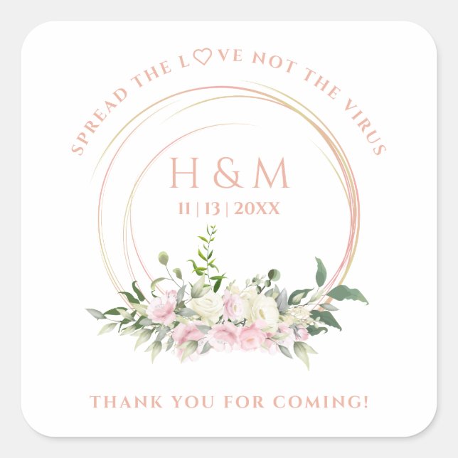 Adesivo Quadrado Covid19 Greenery Pink Creamy Garland Sanitizer Gel (Frente)