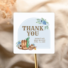 Adesivo Quadrado Cowboy Baby Shower