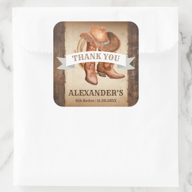 Adesivo Quadrado Cowboy Boots, Hat e Lasso (Bolsa)