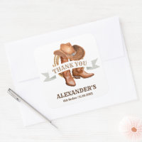 Cowboy Boots, Hat e Lasso Square Sticker