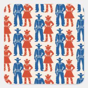 Adesivo Quadrado Cowboy & Cowgirl Americana