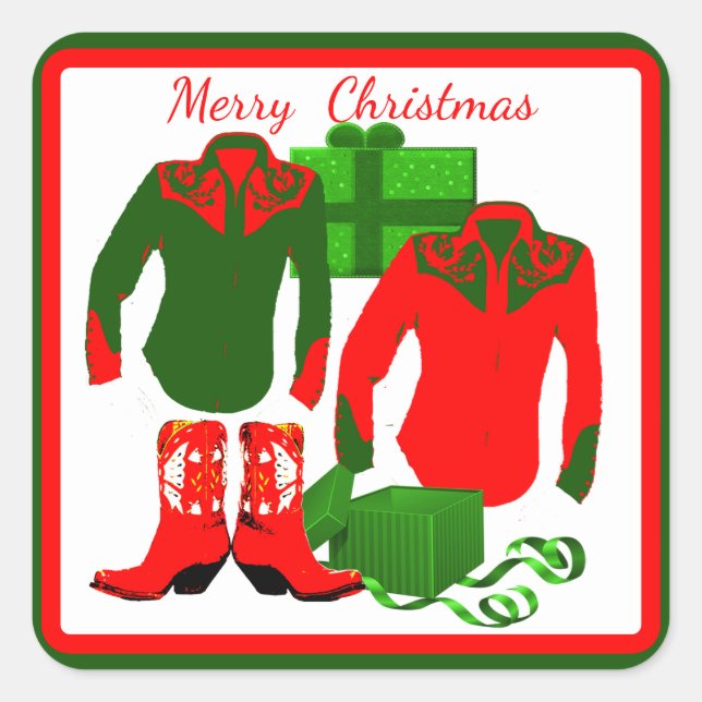 Adesivo Quadrado Cowboy Cowgirl Rodeo Western Shirts e Boots